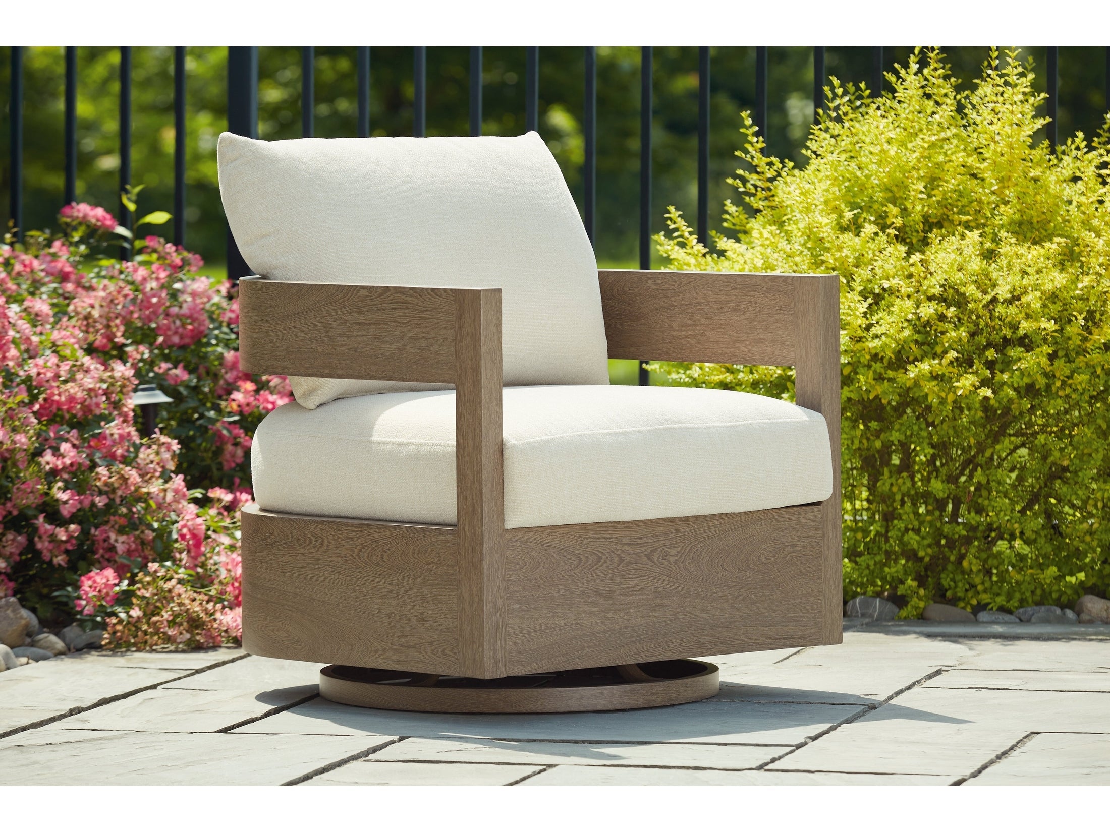 Serene Bay Dark Brown/White Swivel Glider Chair w/Cushion