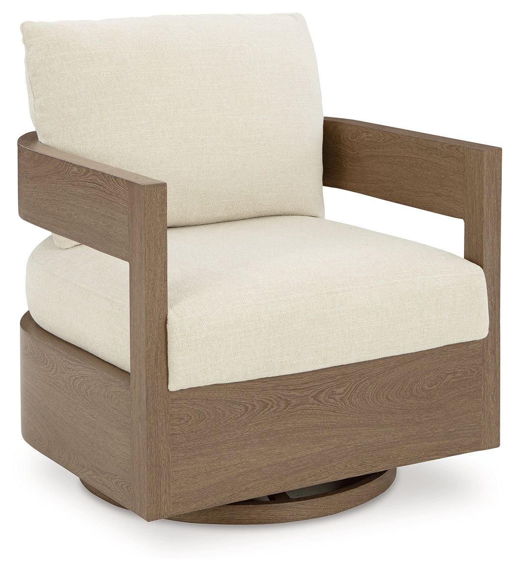 Serene Bay Dark Brown/White Swivel Glider Chair w/Cushion