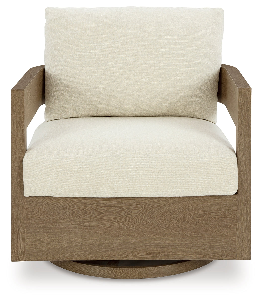 Serene Bay Dark Brown/White Swivel Glider Chair w/Cushion