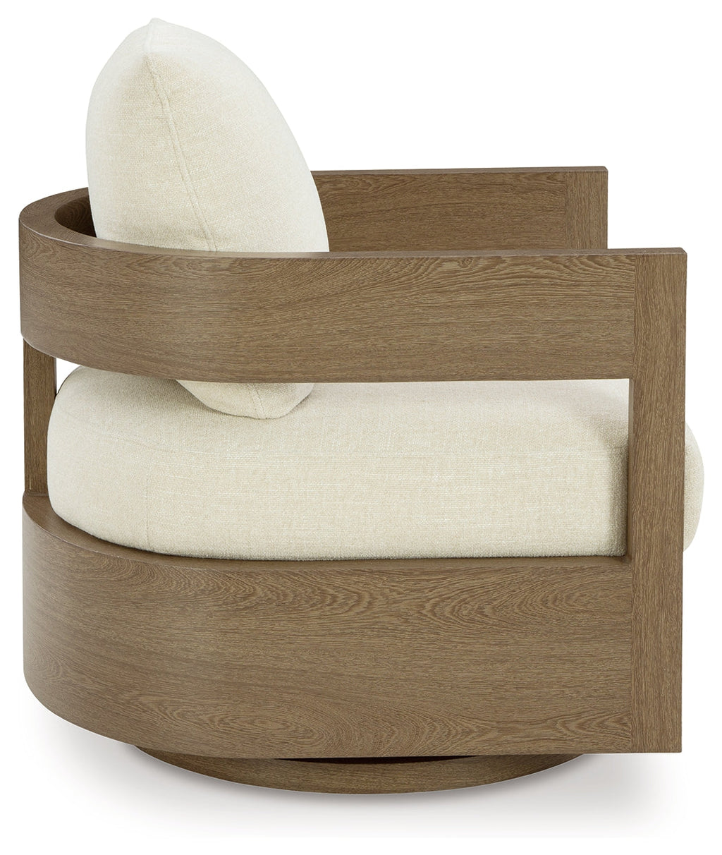 Serene Bay Dark Brown/White Swivel Glider Chair w/Cushion