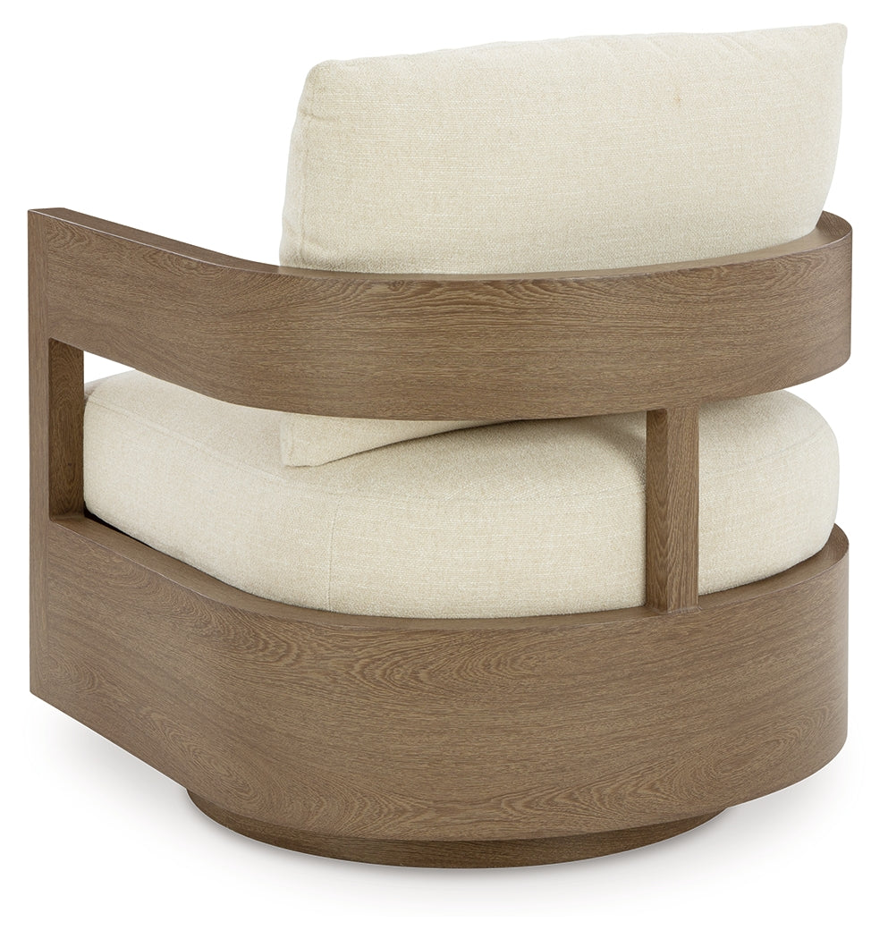 Serene Bay Dark Brown/White Swivel Glider Chair w/Cushion