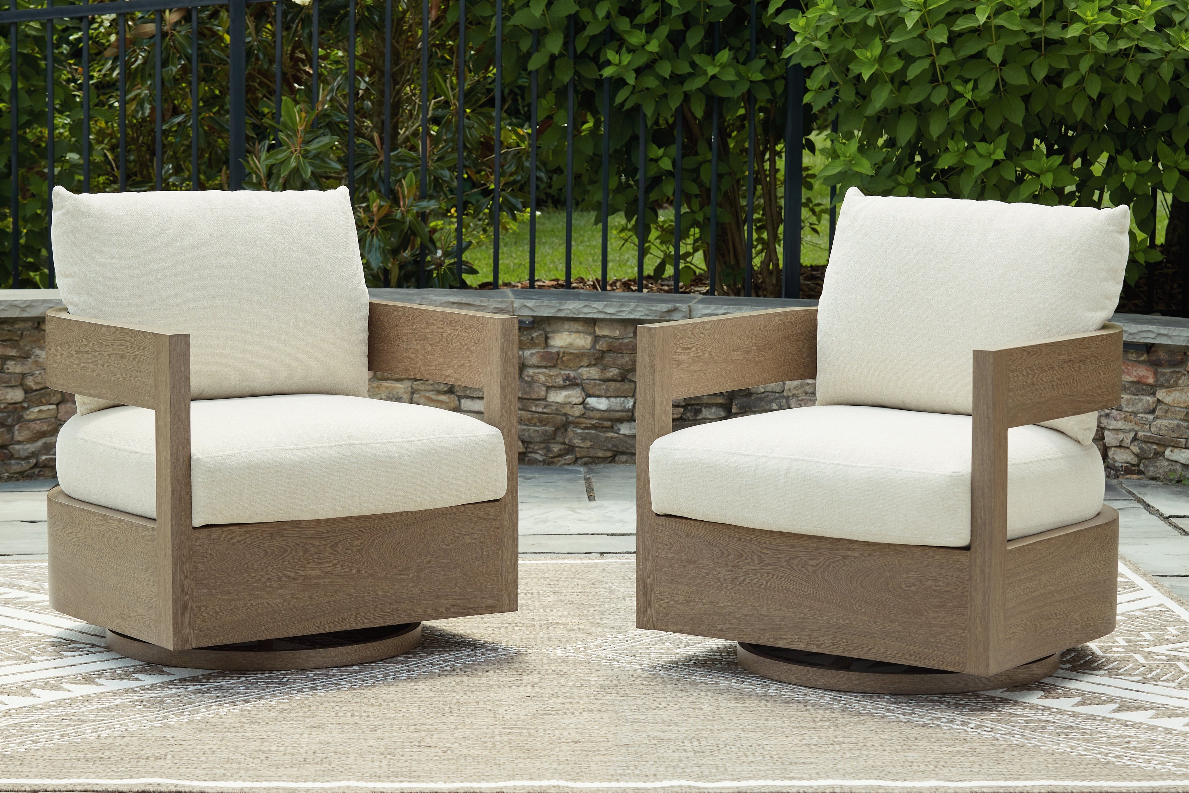 Serene Bay Dark Brown/White Swivel Glider Chair w/Cushion