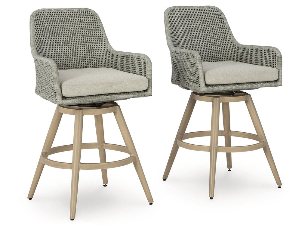 Seton Creek /Gray Outdoor Bar Height Barstool, Beige