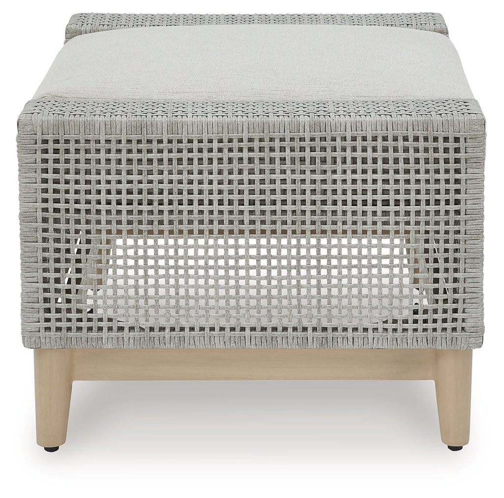 Seton Creek Gray Outdoor Ottoman w Cushion