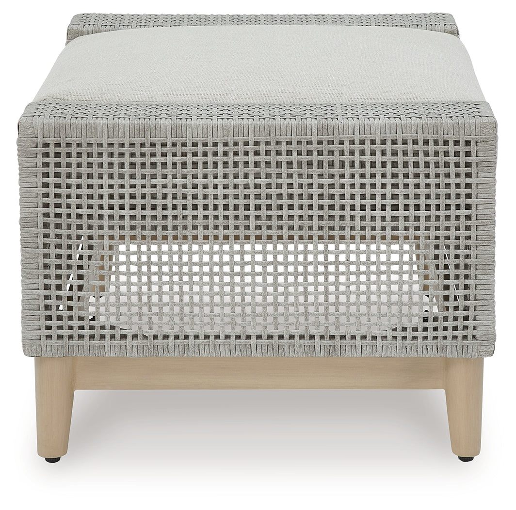Seton Creek Gray Outdoor Ottoman w Cushion