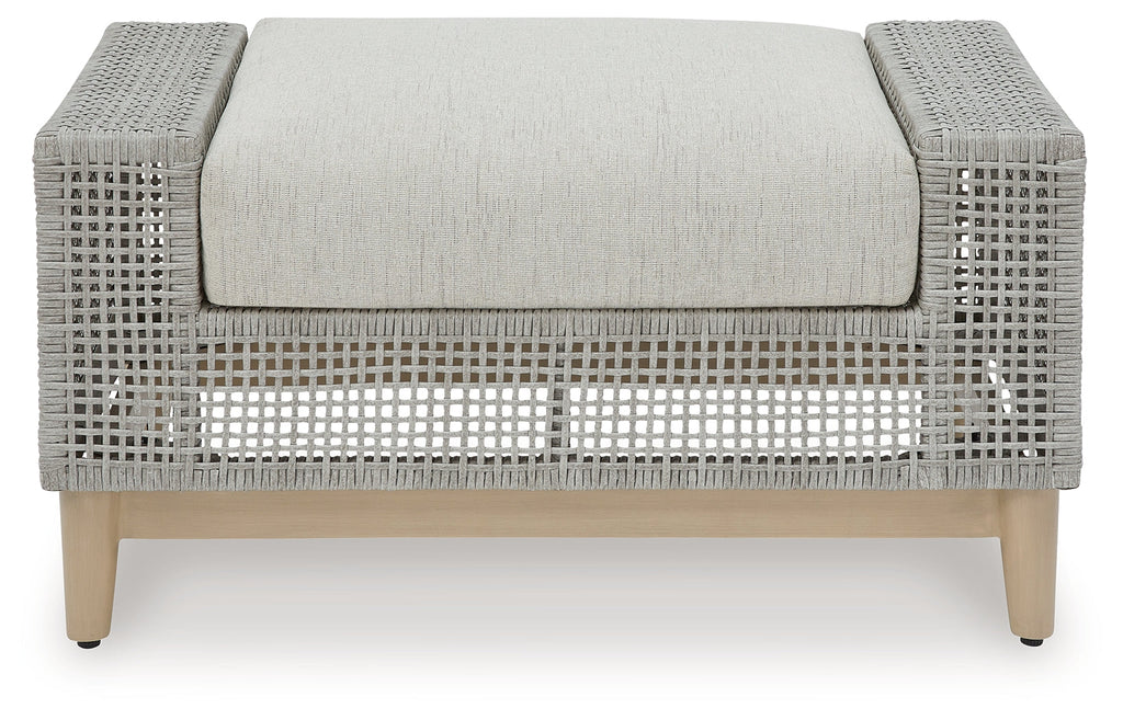 Seton Creek Gray Outdoor Ottoman w Cushion