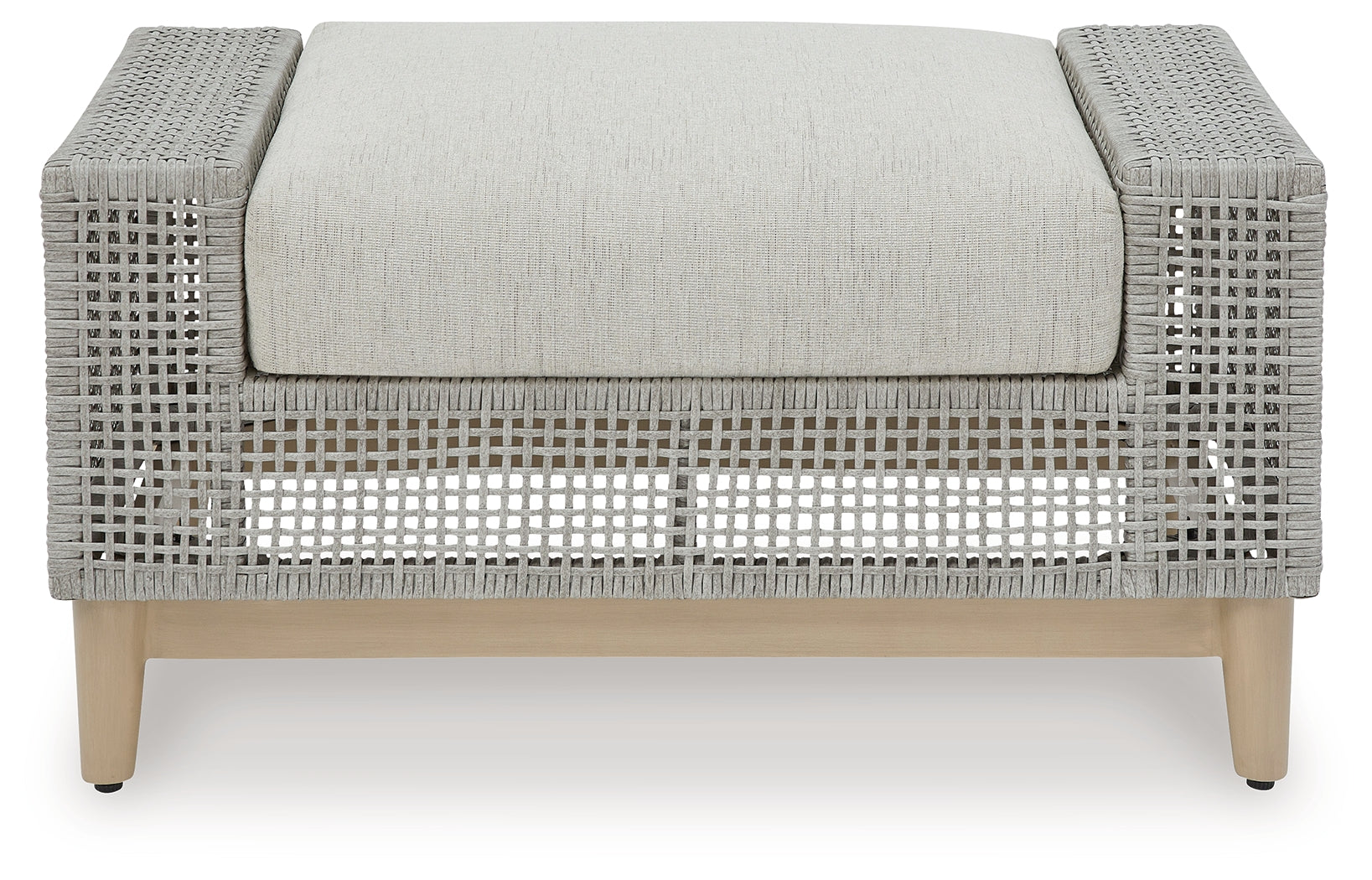 Seton Creek Gray Outdoor Ottoman w Cushion