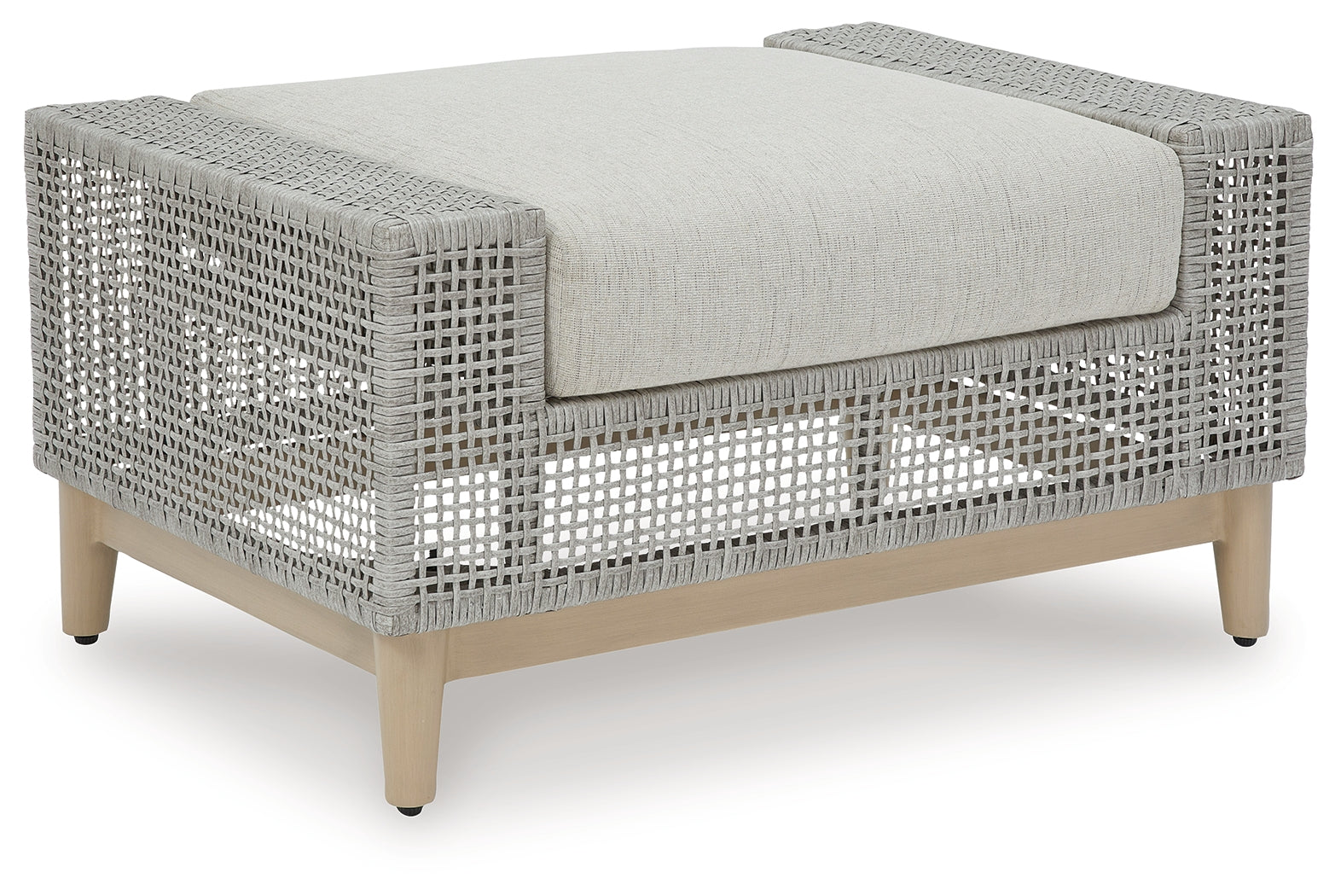 Seton Creek Gray Outdoor Ottoman w Cushion