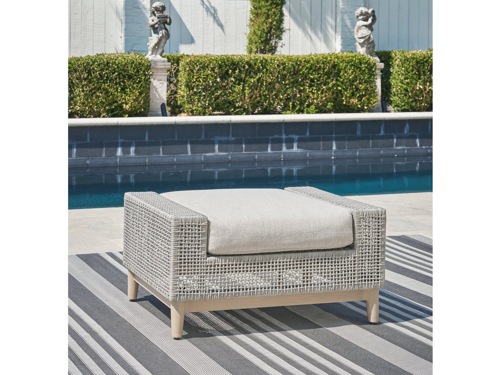 Seton Creek Gray Outdoor Ottoman w Cushion