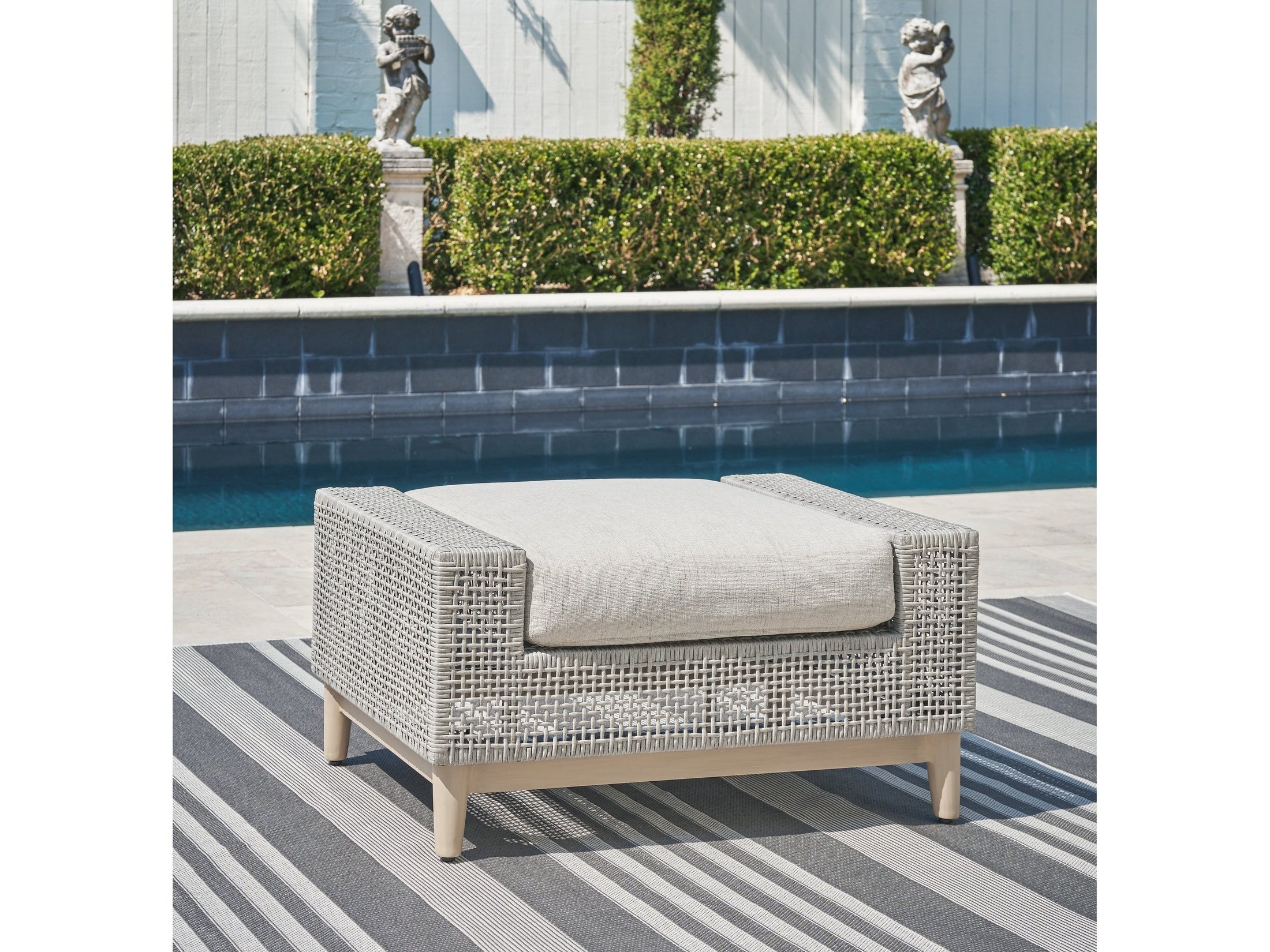 Seton Creek Gray Outdoor Ottoman w Cushion