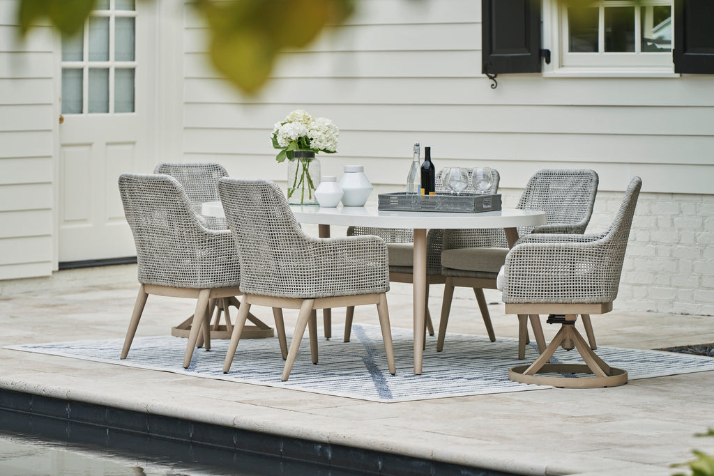 Seton Creek Gray Outdoor Oval Dining Set / 7pc