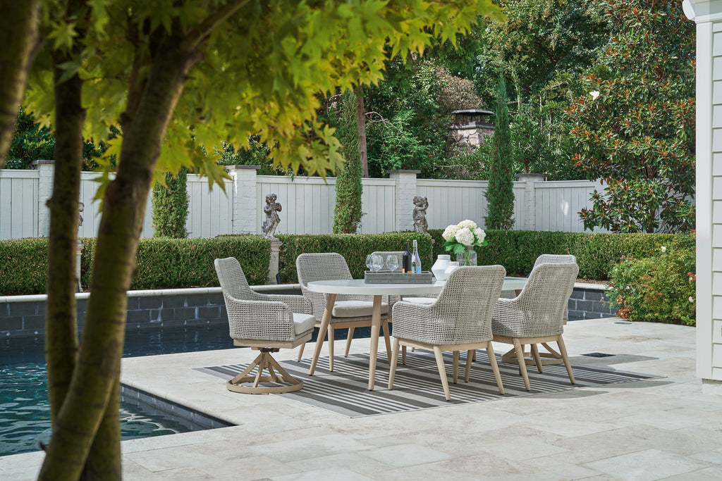 Seton Creek Gray Outdoor Oval Dining Set / 7pc