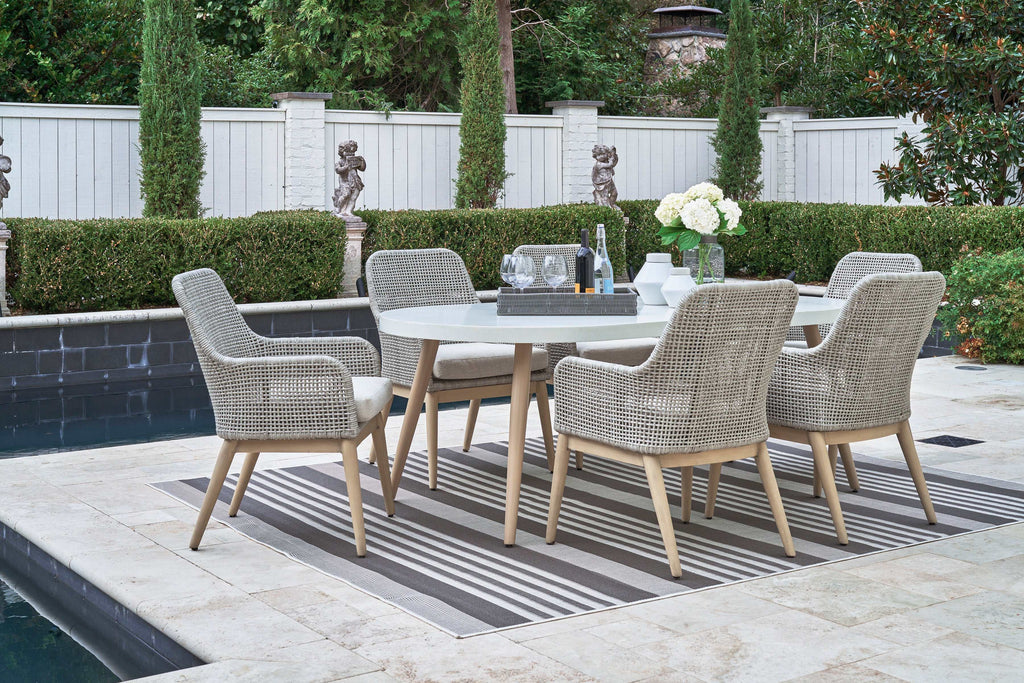 Seton Creek Gray Outdoor Oval Dining Set / 7pc