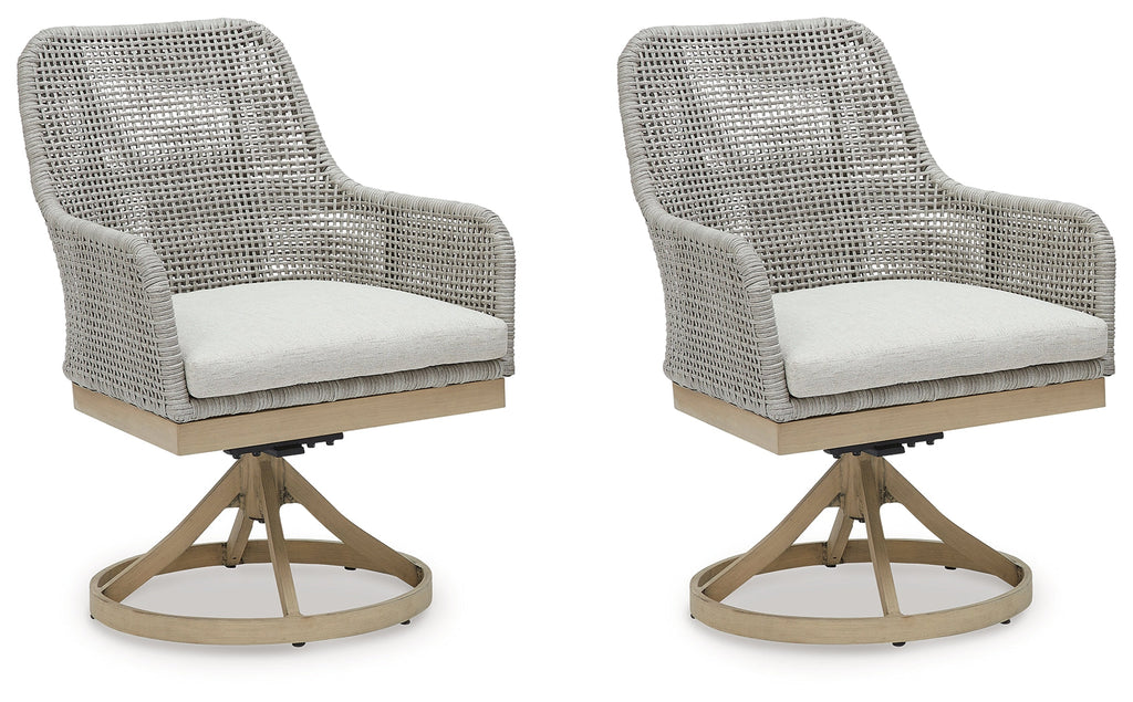 Seton Creek Gray Outdoor Swivel Dining Chair (Set of 2)