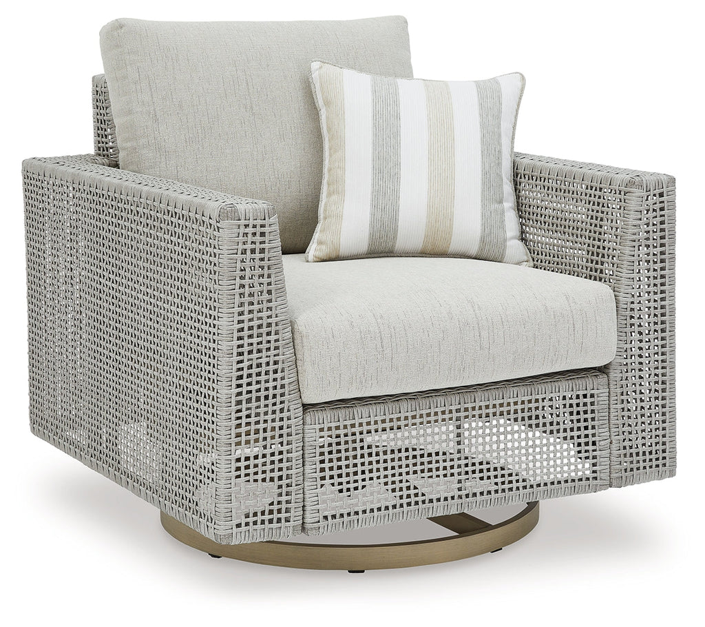 Seton Creek Gray Outdoor Swivel Lounge Chair w/ Cushion