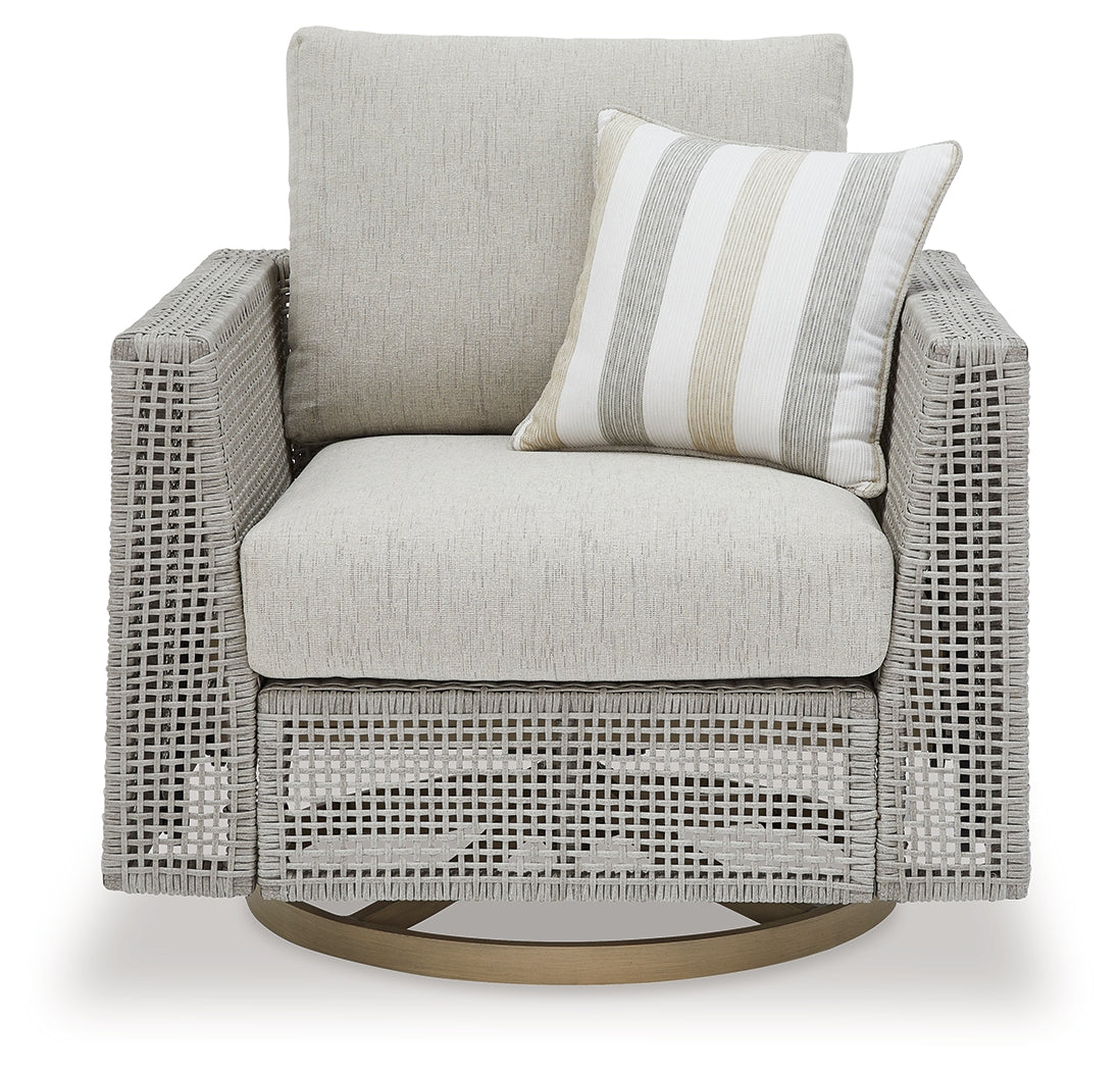 Seton Creek Gray Outdoor Swivel Lounge Chair w/ Cushion