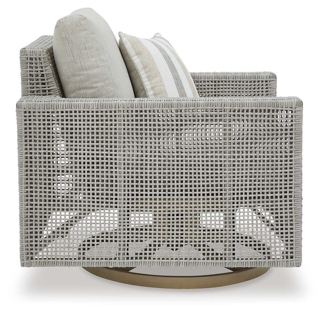 Seton Creek Gray Outdoor Swivel Lounge Chair w/ Cushion