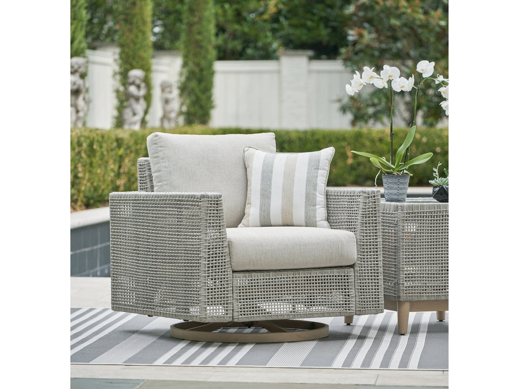 Seton Creek Gray Outdoor Swivel Lounge Chair w/ Cushion