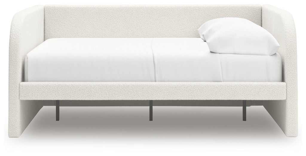 Shapella Tan/White Full Upholstered Day Bed