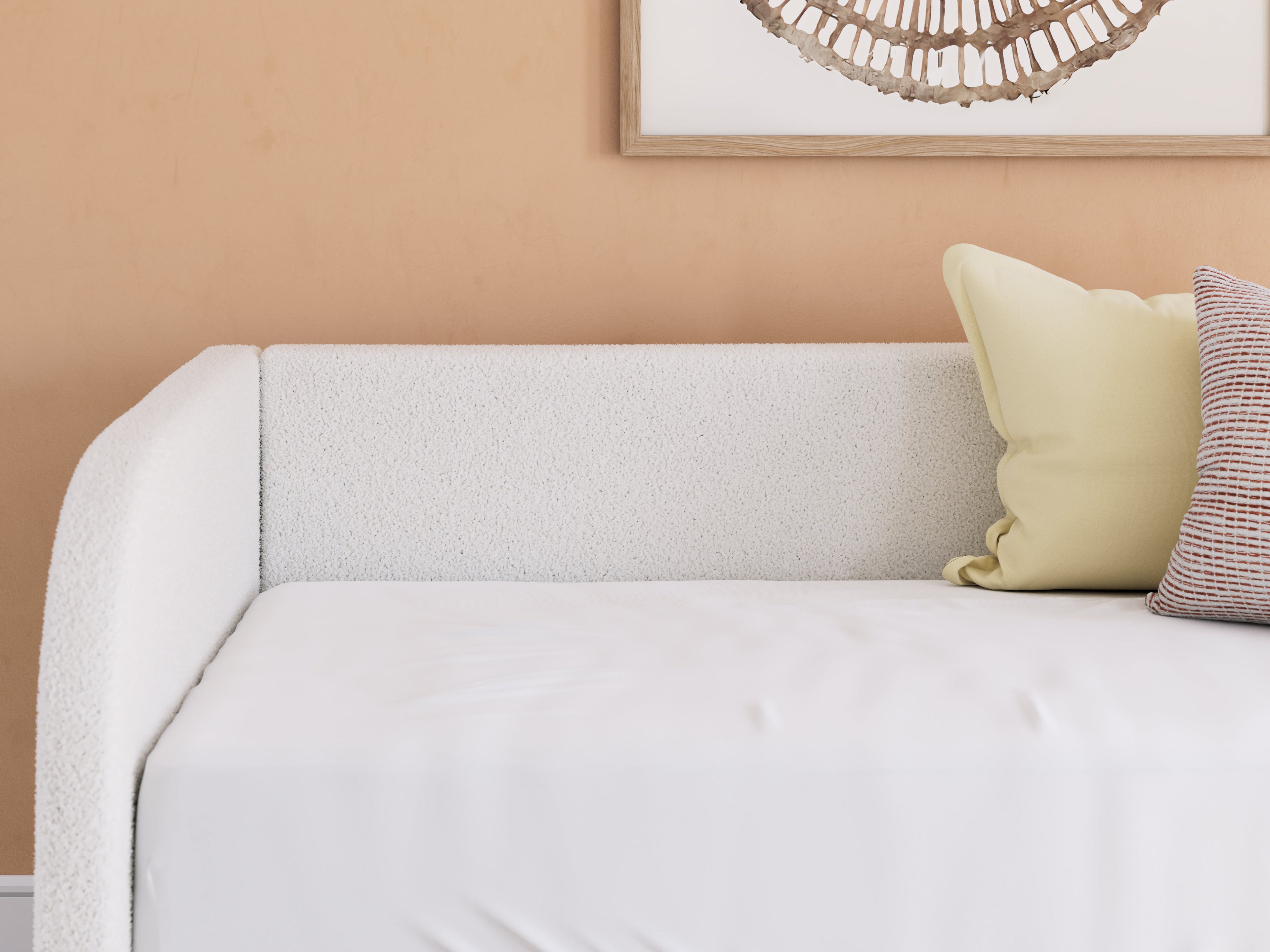 Shapella Tan/White Full Upholstered Day Bed with Storage