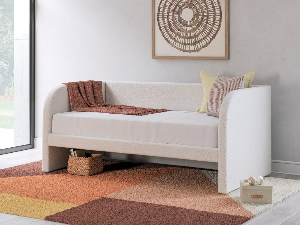 Shapella Tan/White Twin Upholstered Day Bed