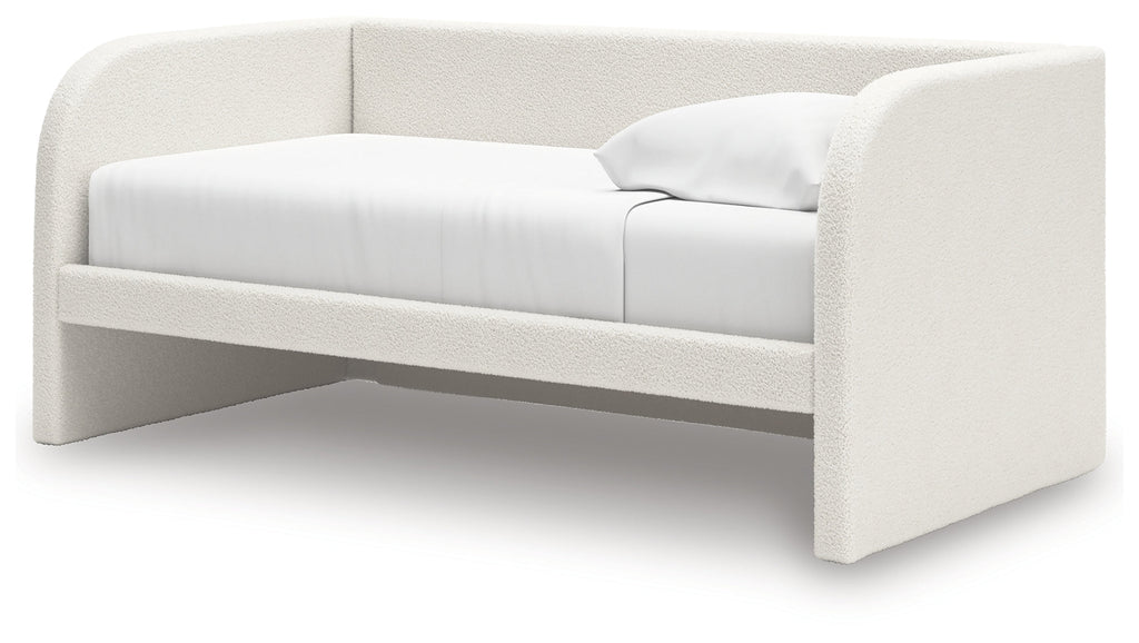 Shapella Tan/White Twin Upholstered Day Bed