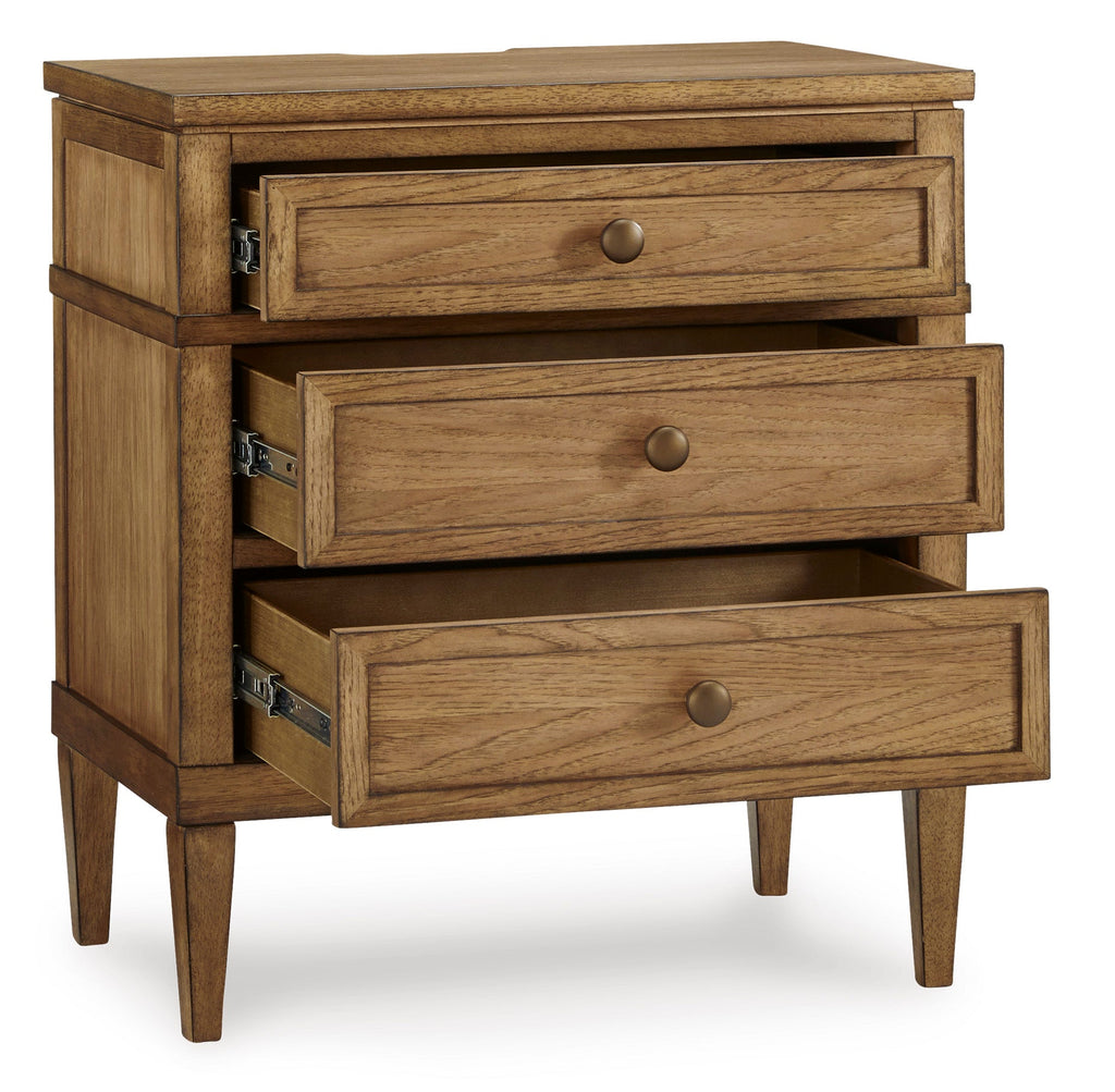 Sharlance Brown Three Drawer Nightstand