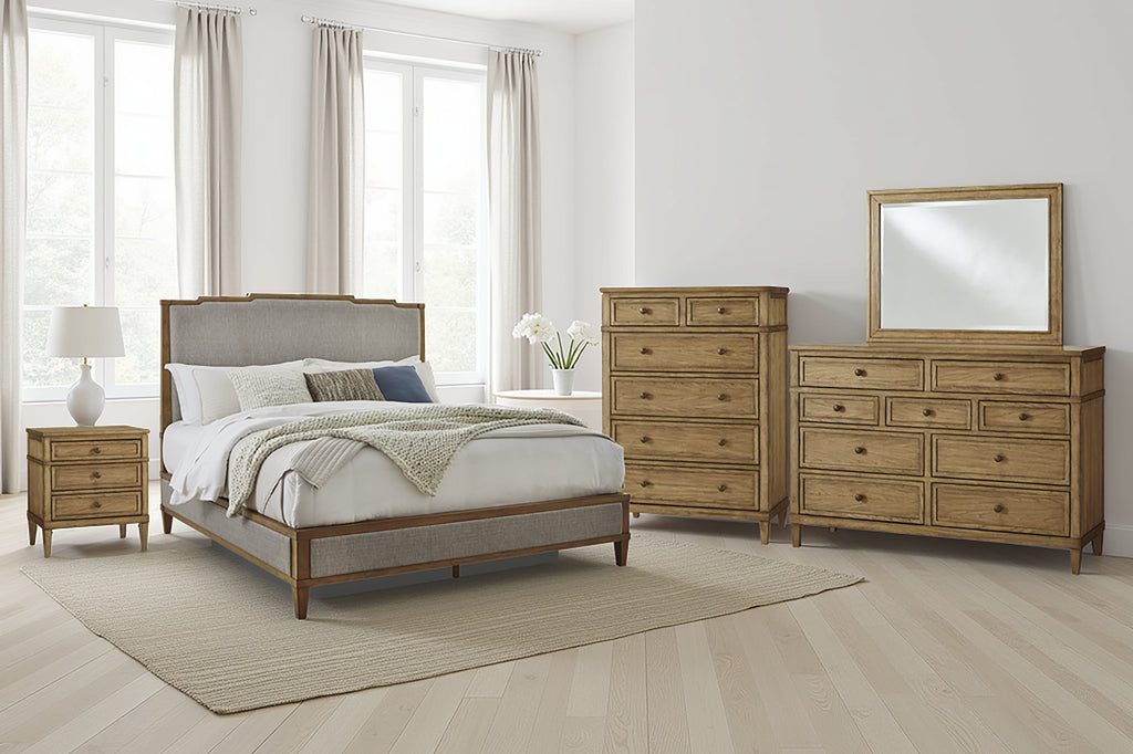 Sharlance Green/Brown Queen Upholstered Panel Bed