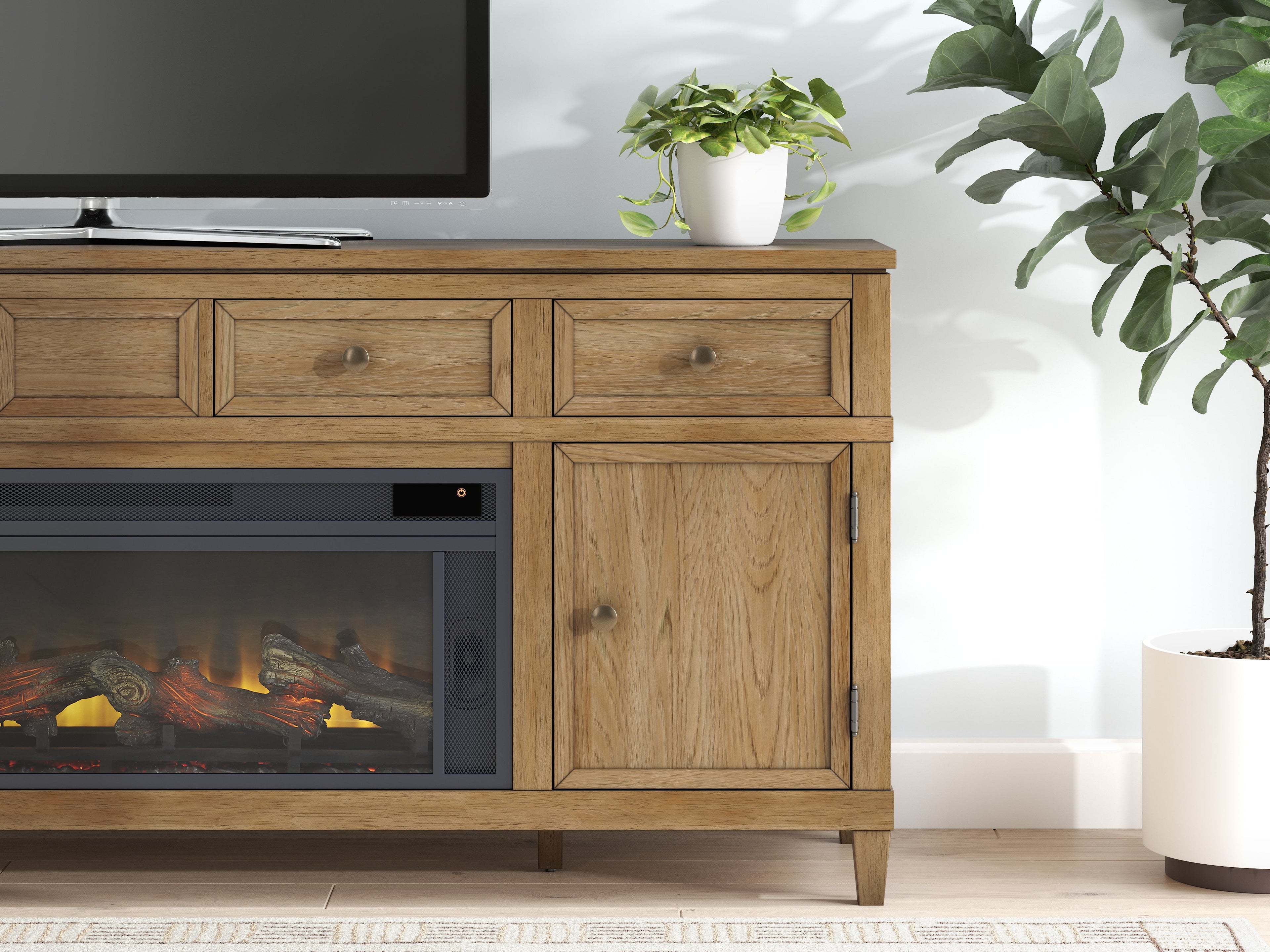 Sharlance Light 81" TV Stand, Brown