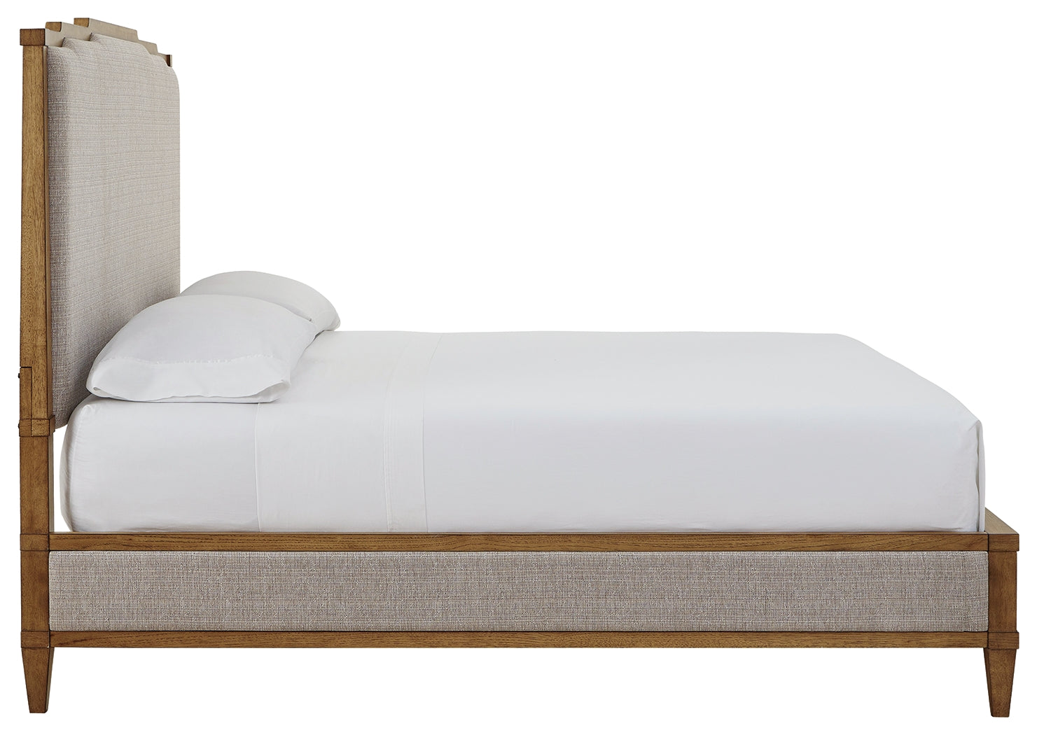 Sharlance Light Brown King Upholstered Panel Bed