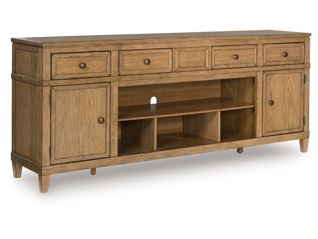 Sharlance Light Brown XL TV Stand w/Fireplace Option