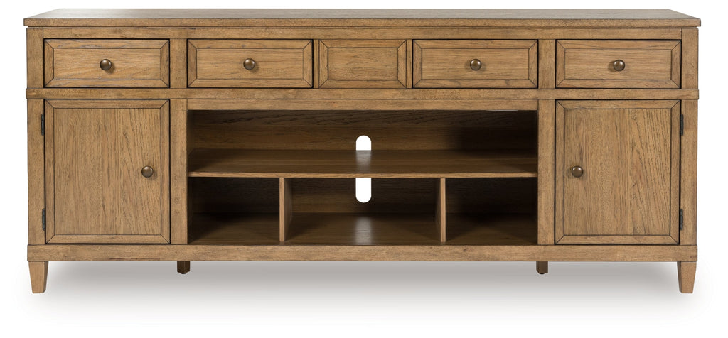 Sharlance Light Brown XL TV Stand w/Fireplace Option