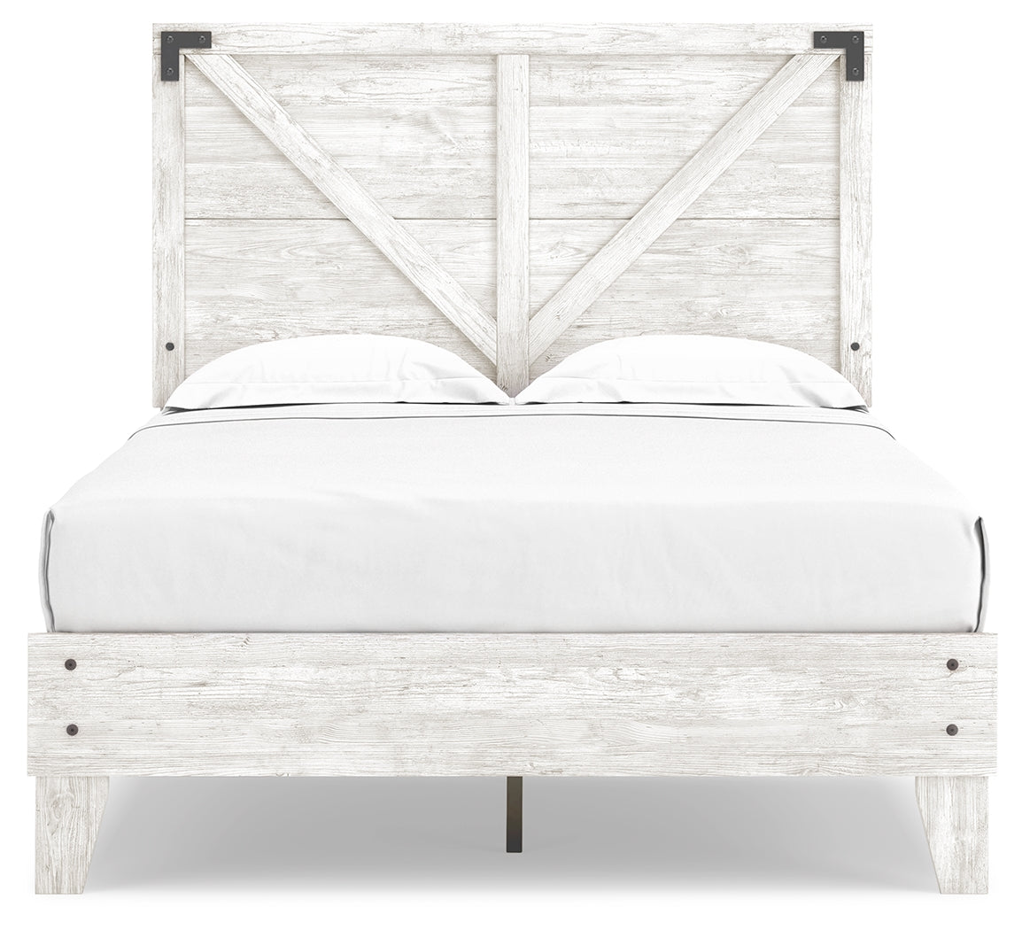Shawburn White/Brown Full Panel Bed w/Chest