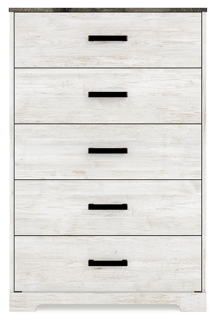 Shawburn White/Brown Full Panel Bed w/Chest