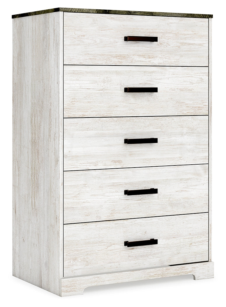 Shawburn White/Brown Full Panel Bed w/Chest