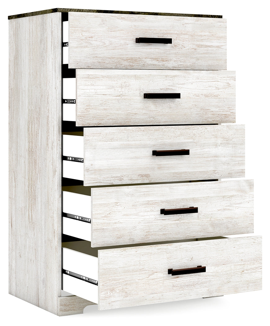 Shawburn White/Brown Full Panel Bed w/Chest