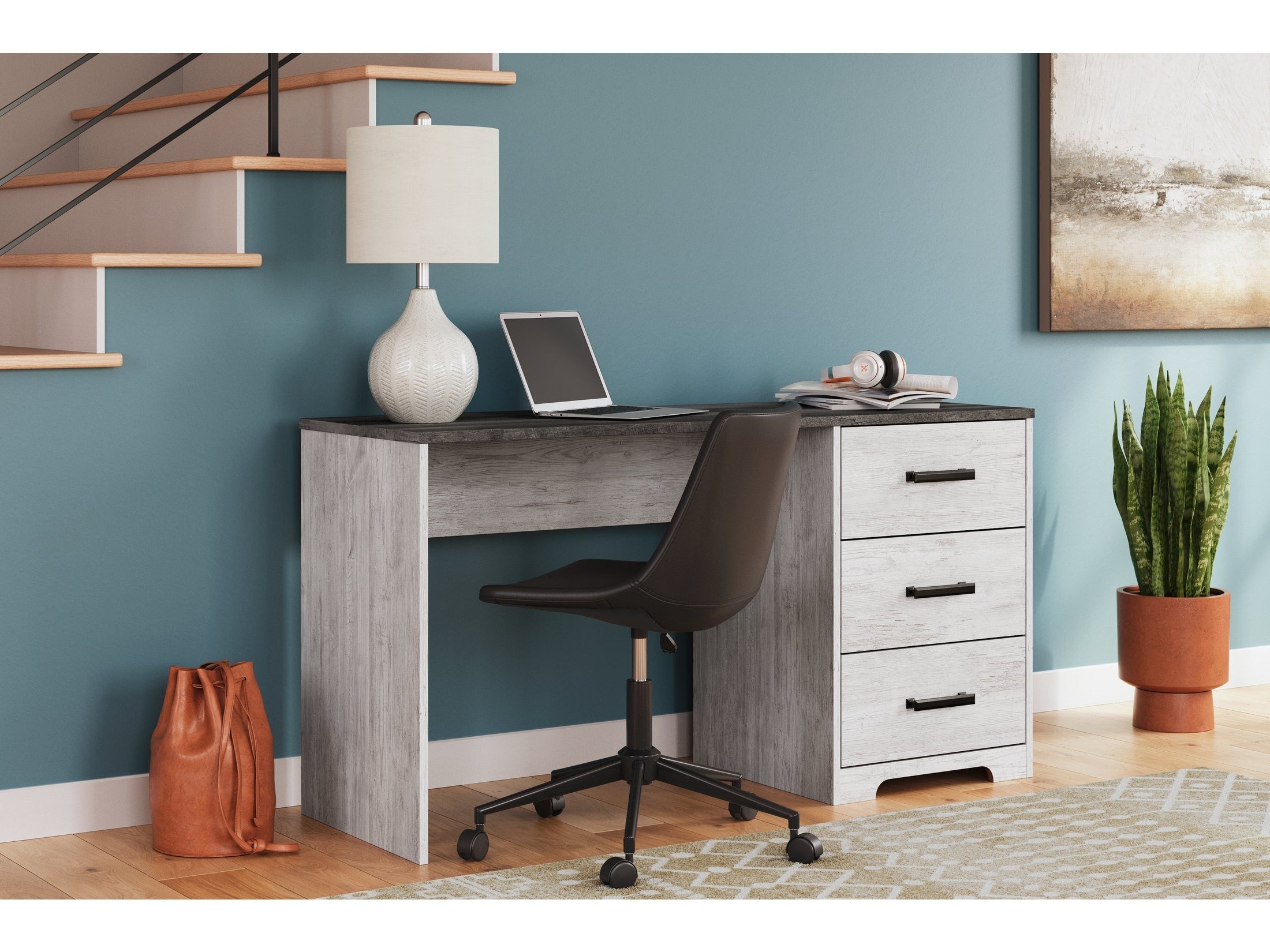 Shawburn White/Dark Charcoal Gray 54" Home Office Desk