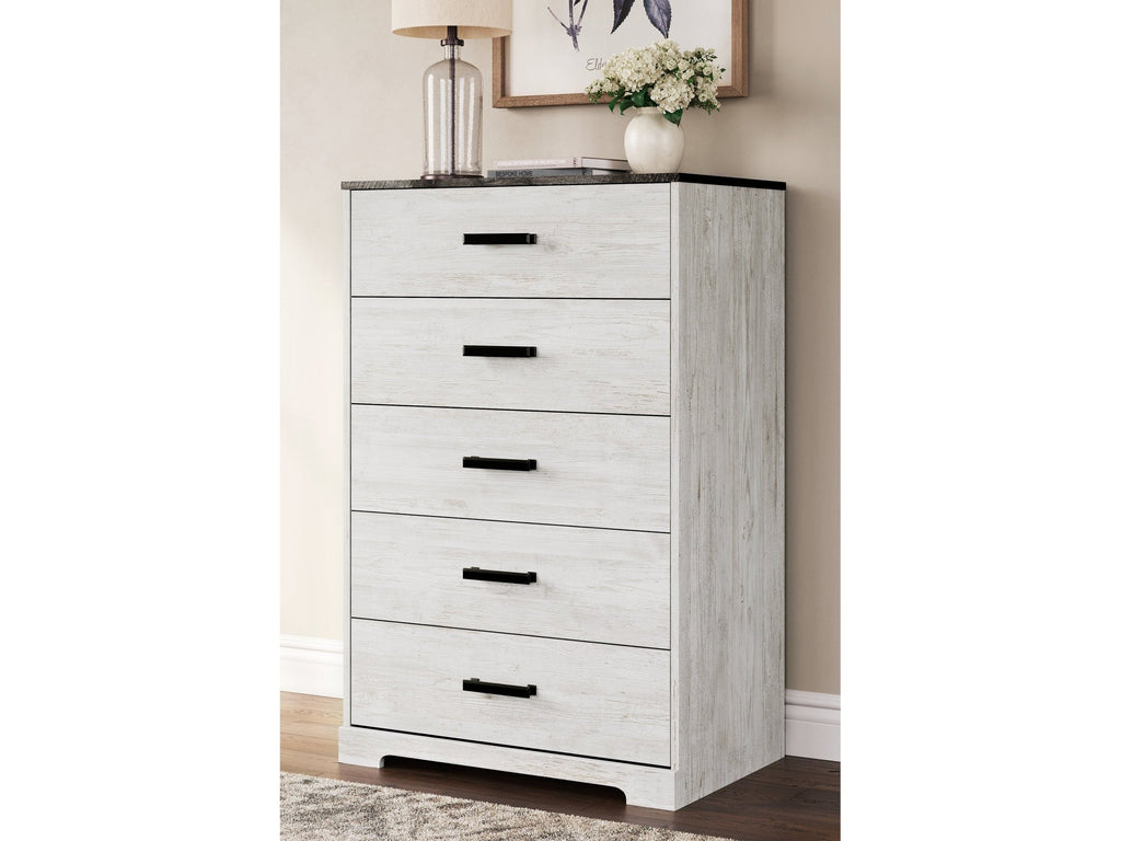 Shawburn Whitewash/Charcoal Gray Chest of Drawers
