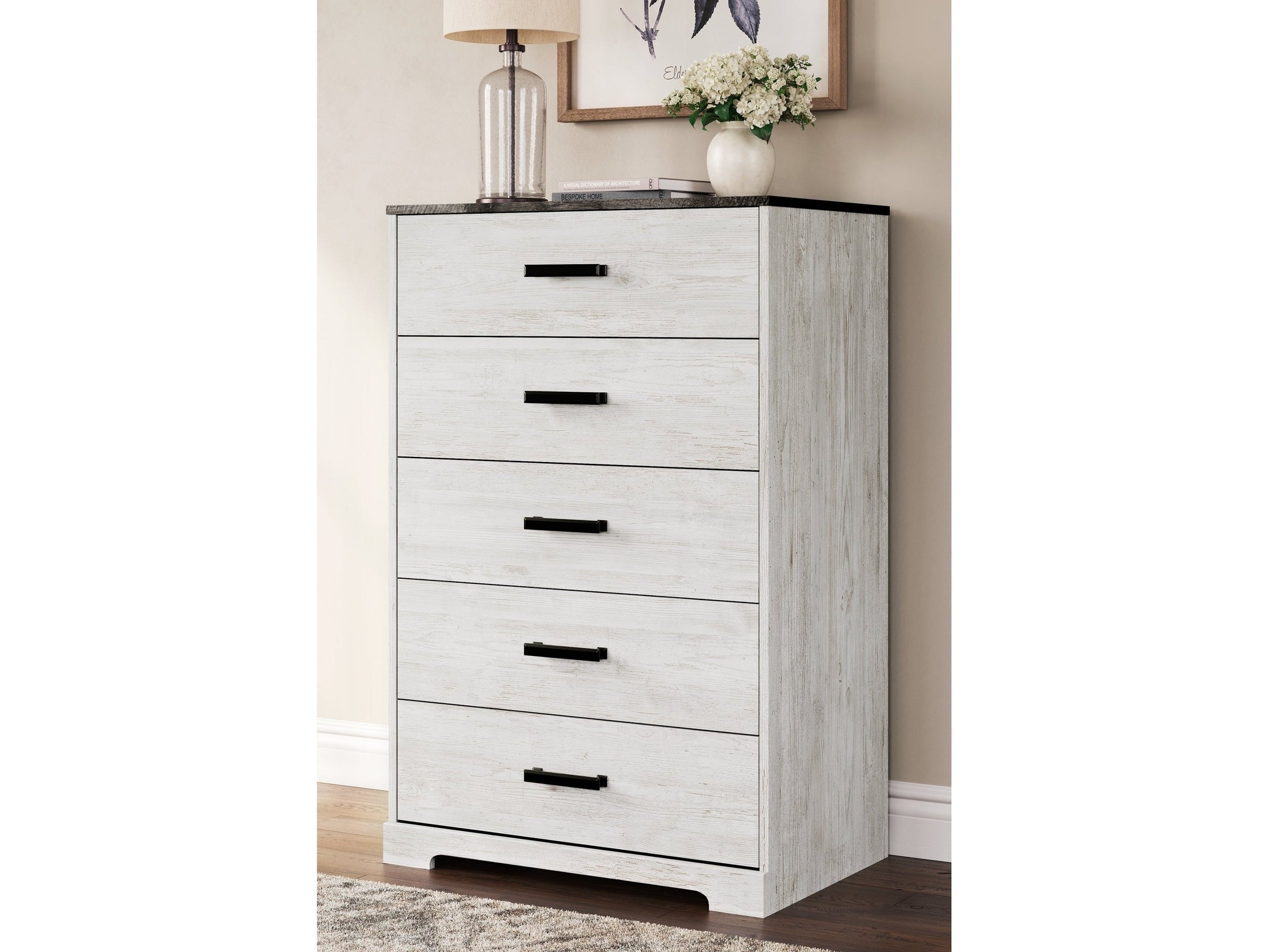 Shawburn Whitewash/Charcoal Gray Chest of Drawers