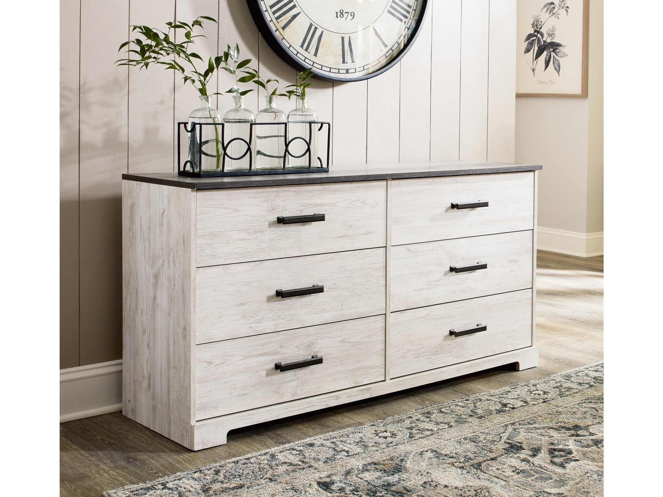 Shawburn Whitewash/Charcoal Gray Dresser
