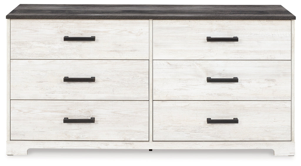 Shawburn Whitewash/Charcoal Gray Dresser and 2 Nightstands