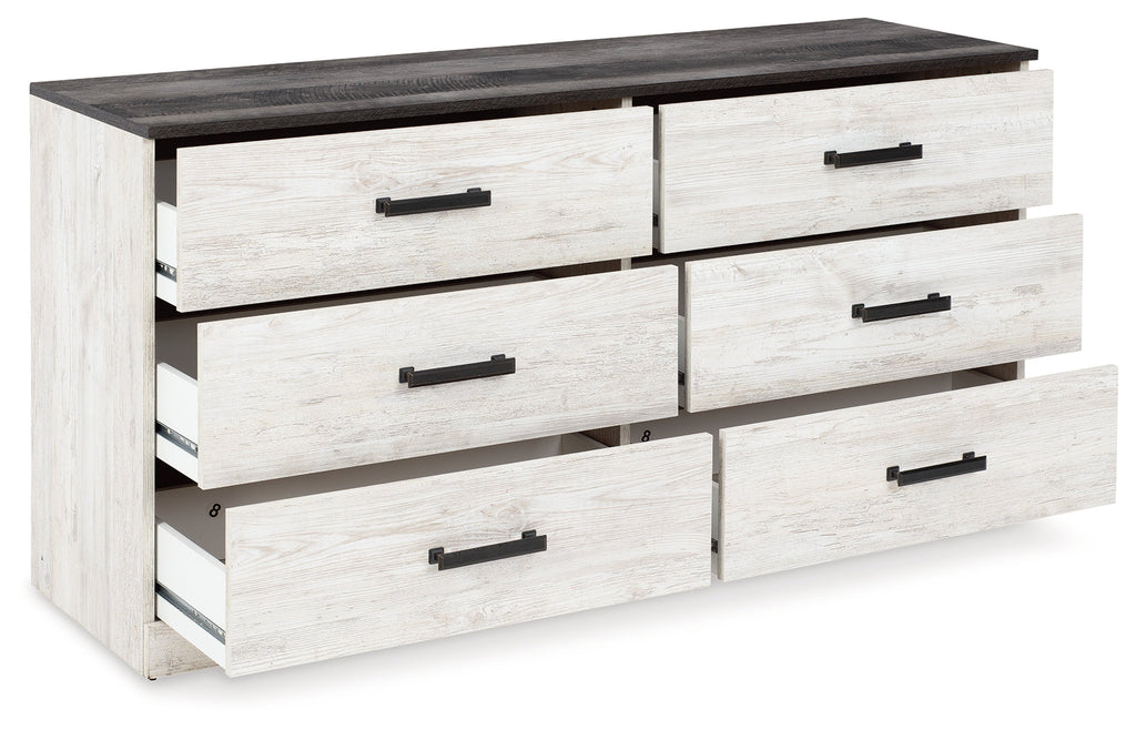 Shawburn Whitewash/Charcoal Gray Dresser and 2 Nightstands