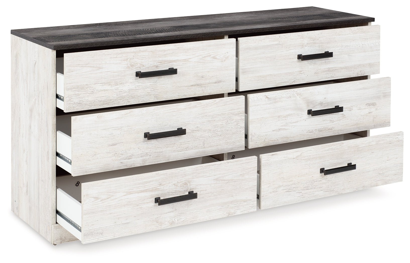 Shawburn Whitewash/Charcoal Gray Dresser and 2 Nightstands