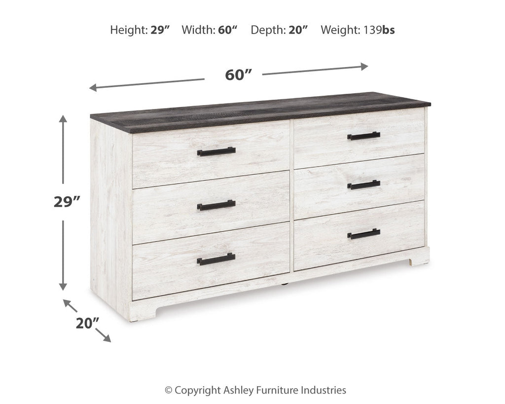 Shawburn Whitewash/Charcoal Gray Dresser and 2 Nightstands