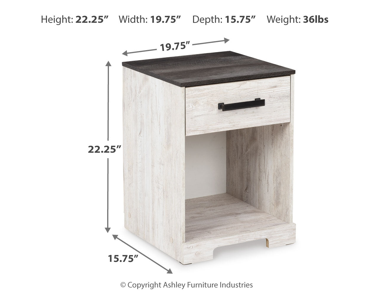 Shawburn Whitewash/Charcoal Gray Dresser and 2 Nightstands