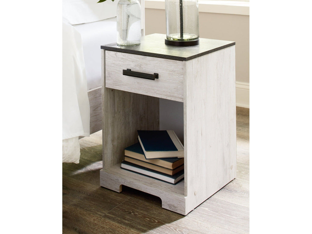 Shawburn Whitewash/Charcoal Gray One Drawer Nightstand