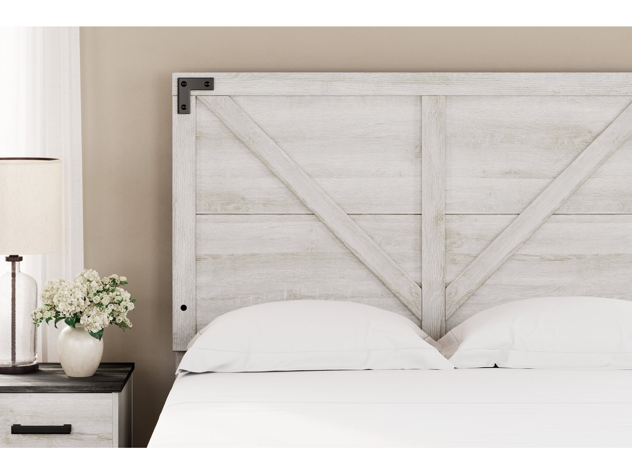 Shawburn Whitewash Full Crossbuck Panel Headboard