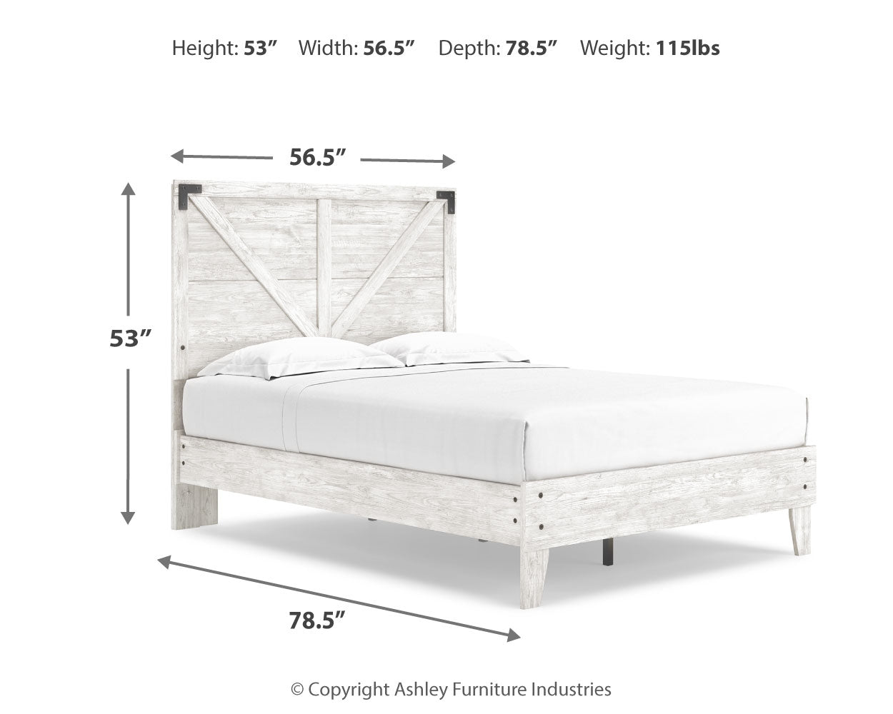 Shawburn Whitewash Full Crossbuck Panel Platform Bed