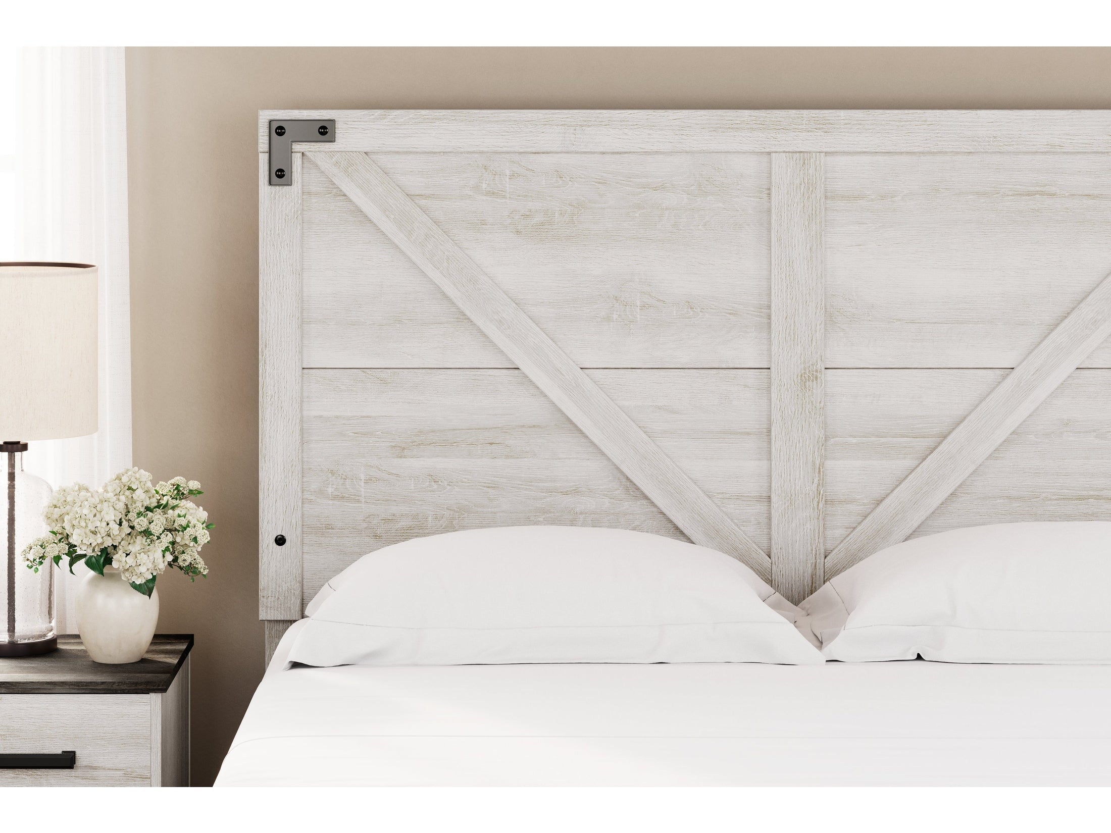 Shawburn Whitewash Queen Crossbuck Panel Headboard