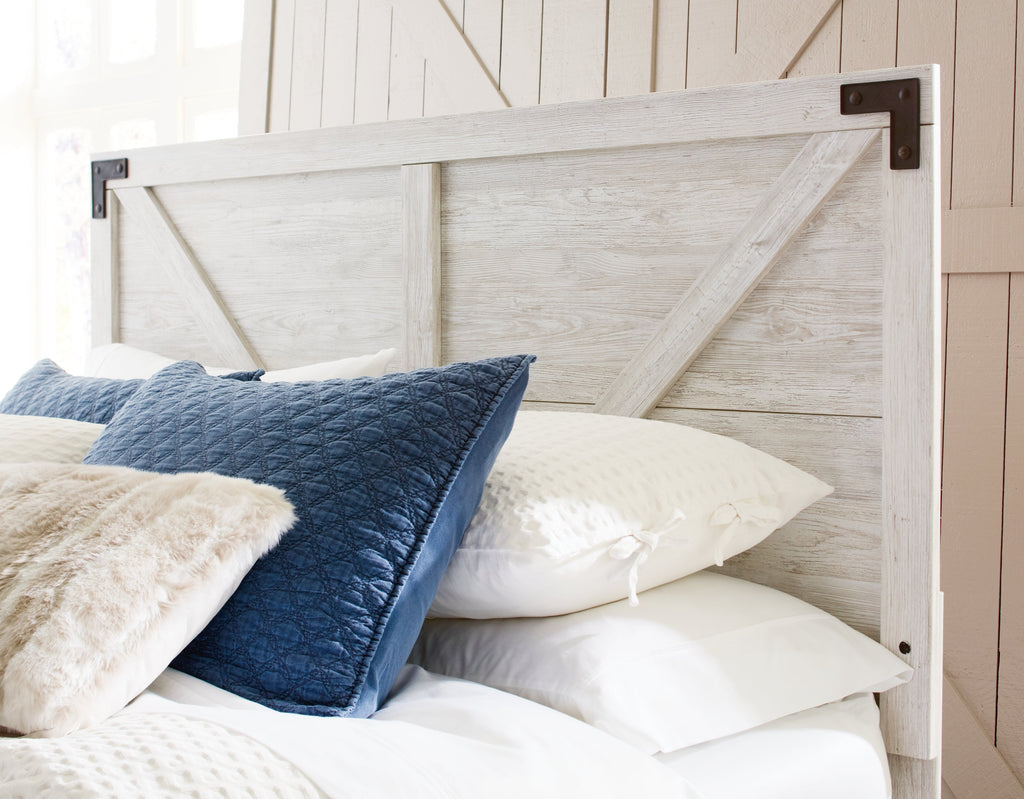 Shawburn Whitewash Queen Crossbuck Panel Platform Bed